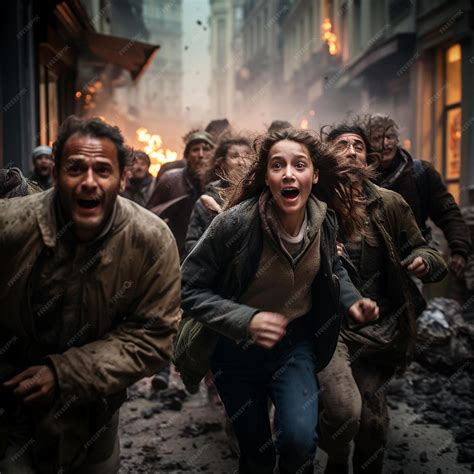 Premium Photo | A realistic photo using canon eos people running away