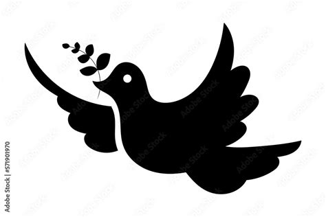 Dove symbol of peace. Dove black icon. Vector isolated on white ...