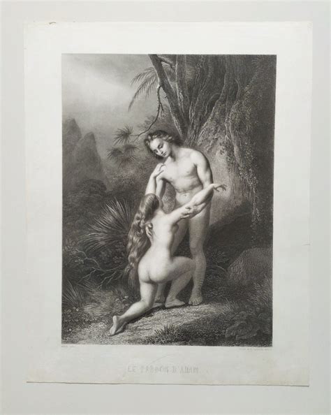 Proantic Eve Nude Adam Biblical Scene Engraving