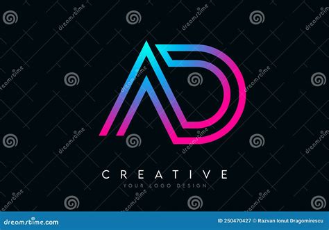 Monogram Lines AD Letter Logo Design Creative Icon Modern Letters