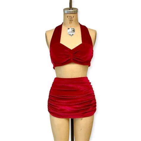 Helen Retro Vintage Two Piece Women S High Waist Bikini Etsy