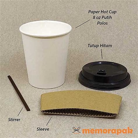 Jual Paper Cup Oz Hot Cup Gelas Kertas Ml Tutup Stirrer Sleeve Shopee Indonesia