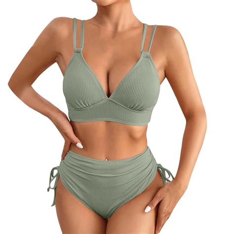 Discount Bonanza Solid Bikini Set Strappy Swimsuit Women S Piece Sexy Beachwear