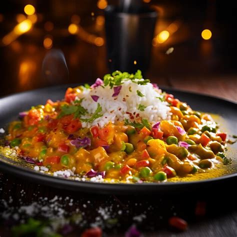 Premium Photo Vibrant Indian Curry Dish With Colorful Sprinkles Stock