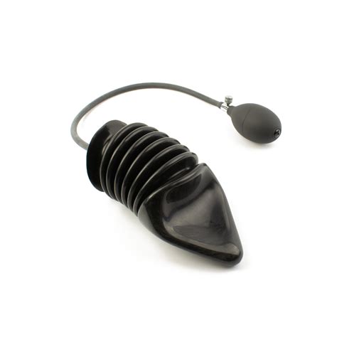 Rubberfashion Latex Inflatable Anal Dildo Inflatable Ribbed Anal Butt Dildo Penetrator XXXL