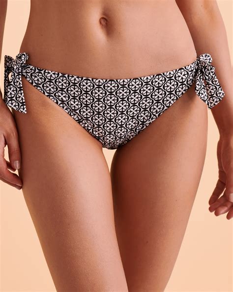 TURQUOISE COUTURE Bas de bikini noué aux hanches Geo Imprimé