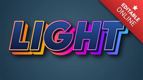 D Text With Multicolor Light Effect Font Generator