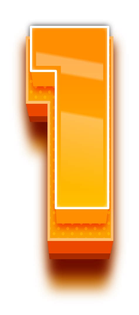 3D Orange Shadow Stripped Alphabet Number 1 36131153 PNG