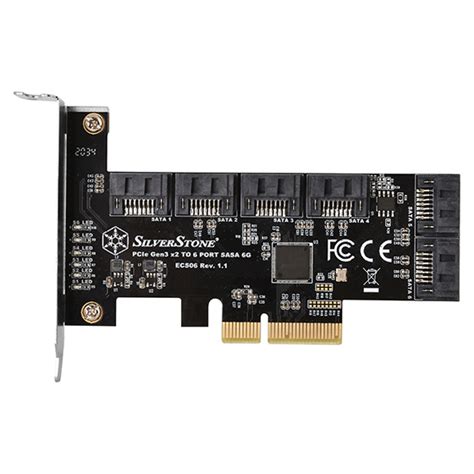 SilverStone ECS06 PCIe 6 Ports SATA Gen3 (6Gbps) Non-RAID Gen3 x2 Card ...
