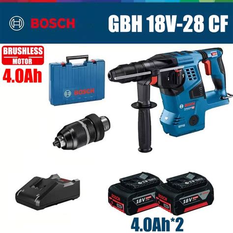 Характеристики BOSCH GBH 18V-28 CF, 2 x 4,0Ah аккумулятора и зарядное ...