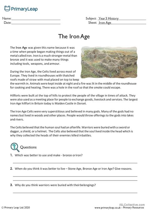 History Reading Comprehension The Iron Age Worksheet Artofit Sexiz Pix