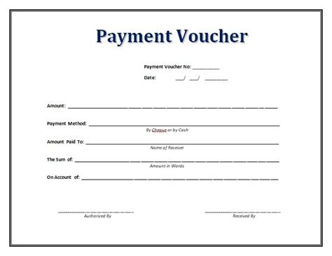 Payment Voucher Template Word Sample Formats