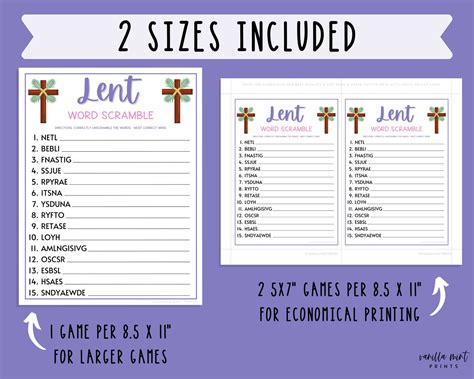 Lent Word Scramble Game Printable Party Games Easter Etsy Schweiz