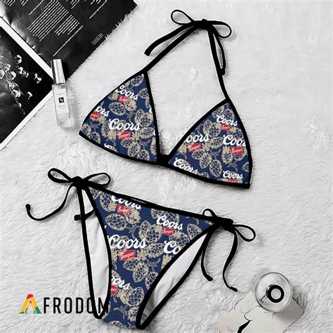 Coors Banquet Humulus Pattern Bikini Set Swimsuit Beach Coors Banquet