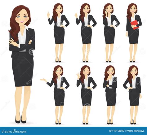 Businesswoman Character Set Stock Vector Illustration Of Corporate