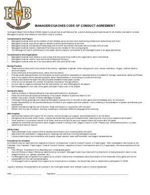 Fillable Online Parent Code Of Conduct Agreement Fax Email Print