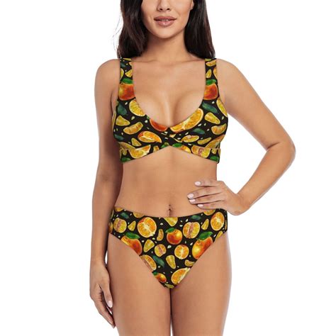 Rocae Tangerine For Bikini Set For Women Two Piece Sexy High Swimsuits Split Crossover Bikini