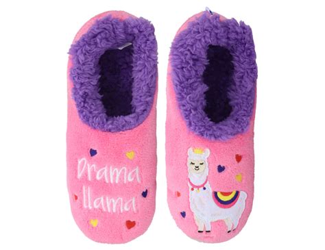 Slumbies Womens Drama Llama Simply Pairables Slippers Pink Catch