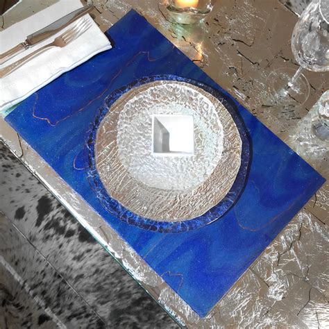 Cobalt Blue Wood Placemats 12 X 18 Hand Stained Etsy