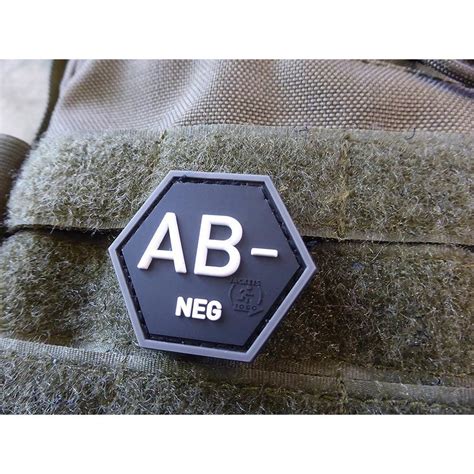 Нашивка JACKETS TO GO Blood Type Patch AB NEG Hexagon BLACK SWAT