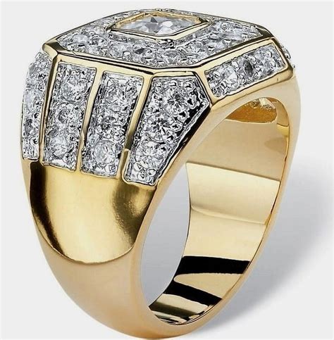 Men's Fashion 18K Solid Yellow Gold 2.15CT Natural Diamond Wedding Band ...