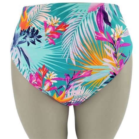 Xhilaration Juniors Floral Sport Elastic High Waist Bikini Swim Bottom
