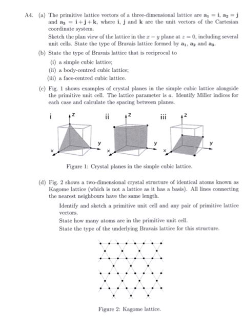 Solved A4 A The Primitive Lattice Vectors Of A