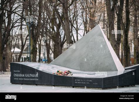 Riga Latvia Monument To Oskars Kalpaks Installed In Esplanade Park