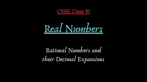 Decimal Expansion Of Rational Numbers Part 1 Chapter 1 Real