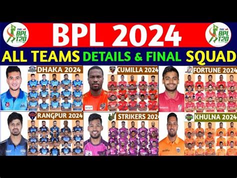 BPL 2024 All Teams Details Final Squad All Teams Final Squad BPL