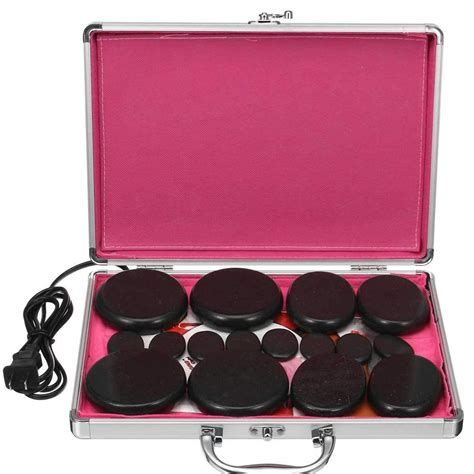 Pcs Natural Basalt Stone Hot Massage Set Warmer Rock Kit Rocks W Heating Box Fullbodyrelax