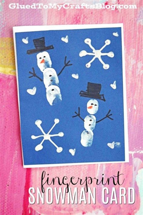 Fingerprint Snowman Cards | Snowman cards, Winter crafts for kids ...