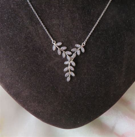 Pandora Sterling Silver Necklace Shimmering Leaves Cubic - Etsy