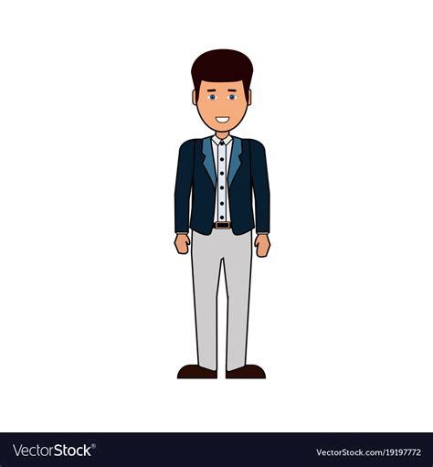 Cartoon business man stand isolated on white Vector Image