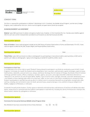 Fillable Online Saic Student And Parentguardian Information Fax Email