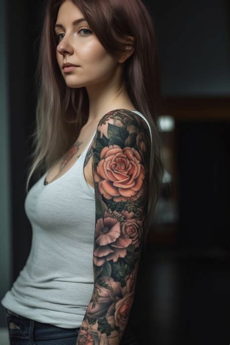 Sleeve Tattoos With Roses For Women Design Ideas In Sleeve