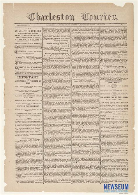 Charleston Courier, April 20, 1865 | Remembering Lincoln