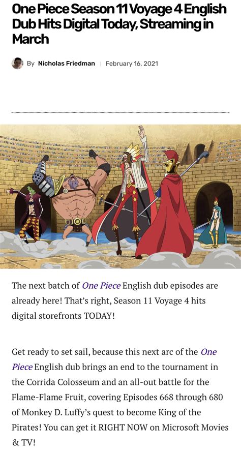 One Piece Dubbed Episodes 668-680 : r/OnePiece