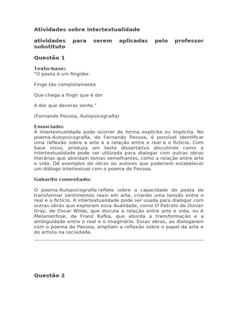 Atividades de Intertextualidade Literária | PDF | Dom Quixote | Ilíada