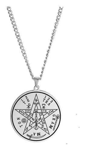 Dije Tetragramaton Acero Plateado Con Cadena Cuotas sin interés