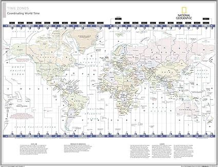 Mappa Da Parete Con Fusi Orari Nazionali Geografici Del Mondo X