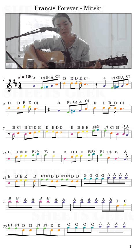 Francis Forever Mitski Easy Sheet Music