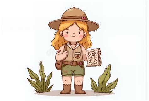 Blonde Joyeux Chibi Explorer Illustration De Dessin Dessin Num Rique La Cor Enne D Une Fille