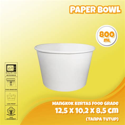 Jual Paper Bowl Ml Mangkok Kertas Ml Mangkok Makan Tanpa