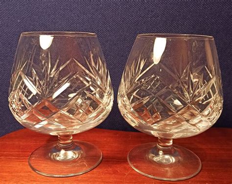 Vintage Pair Of Lead Crystal Brandy Glasses Excellent Condition Etsy Uk