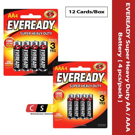 eveready super heavy duty aa aaa battery  pcspack   cards