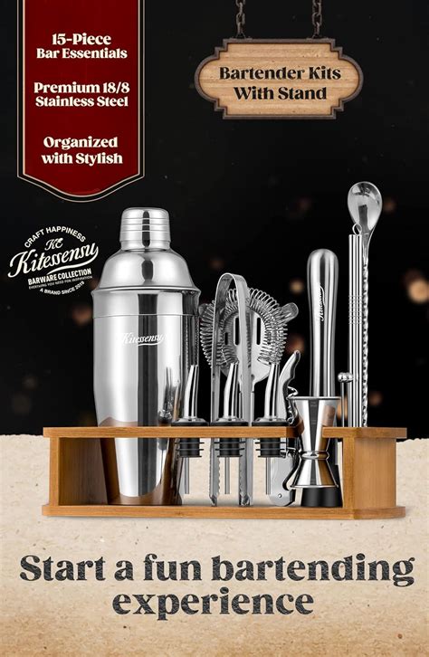 Buy Kitessensu Cocktail Shaker Set Bartender Kit With Stand Bar Set