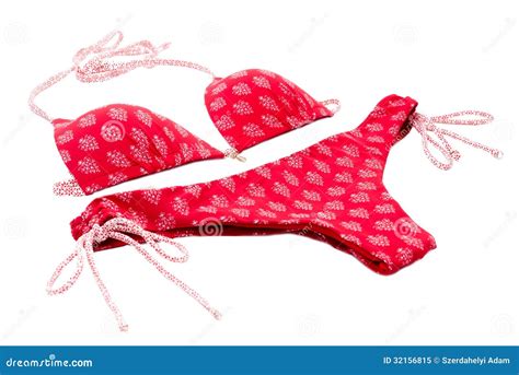 Bikini Rouge Avec Le Fond Blanc Image Stock Image Of Objets Bleu