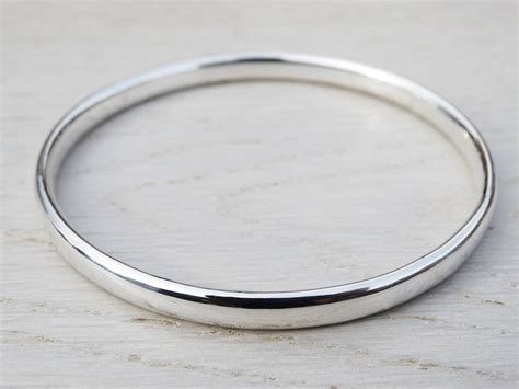 Chunky Silver Bangle Solid Silver Heavy Bangle Sterling Etsy