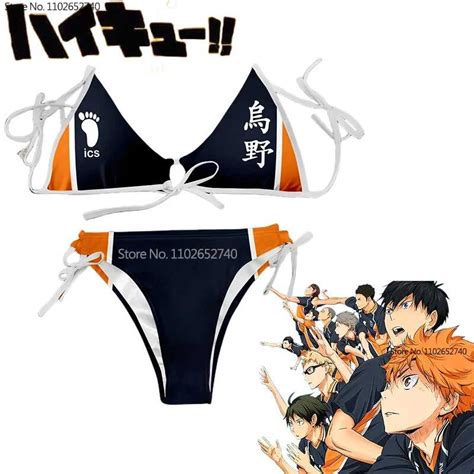 Anime Haikyuu Karasuno School Figure Swimsuit Anime Peripheral Summer Bikini Beach